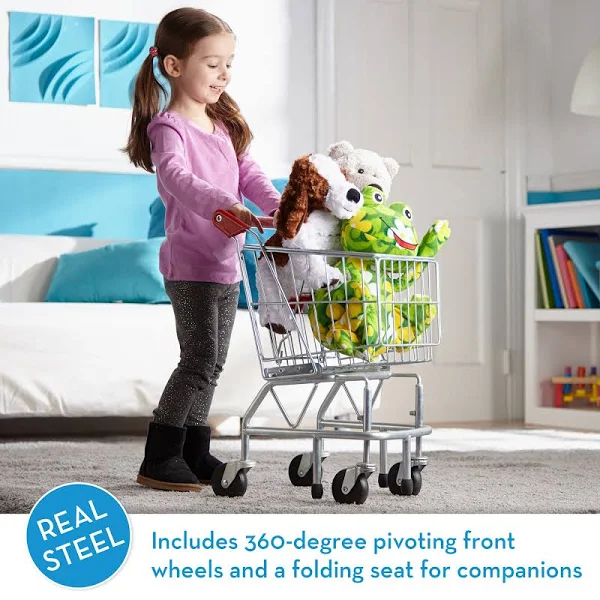 Melissa & Doug Grocery Shopping Cart Toy, Silver
