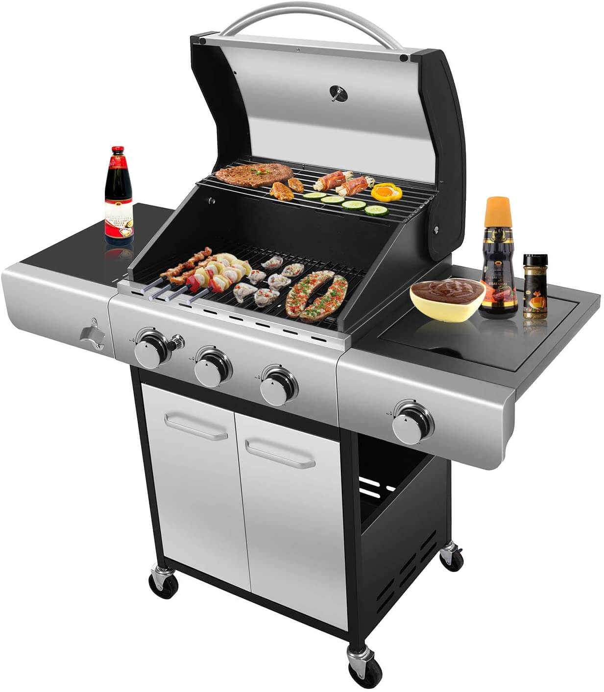 R.W.FLAME Liquid Propane Grill Temperature Display,3-Burner 4-Burner| 34000BTU,42000BTU
