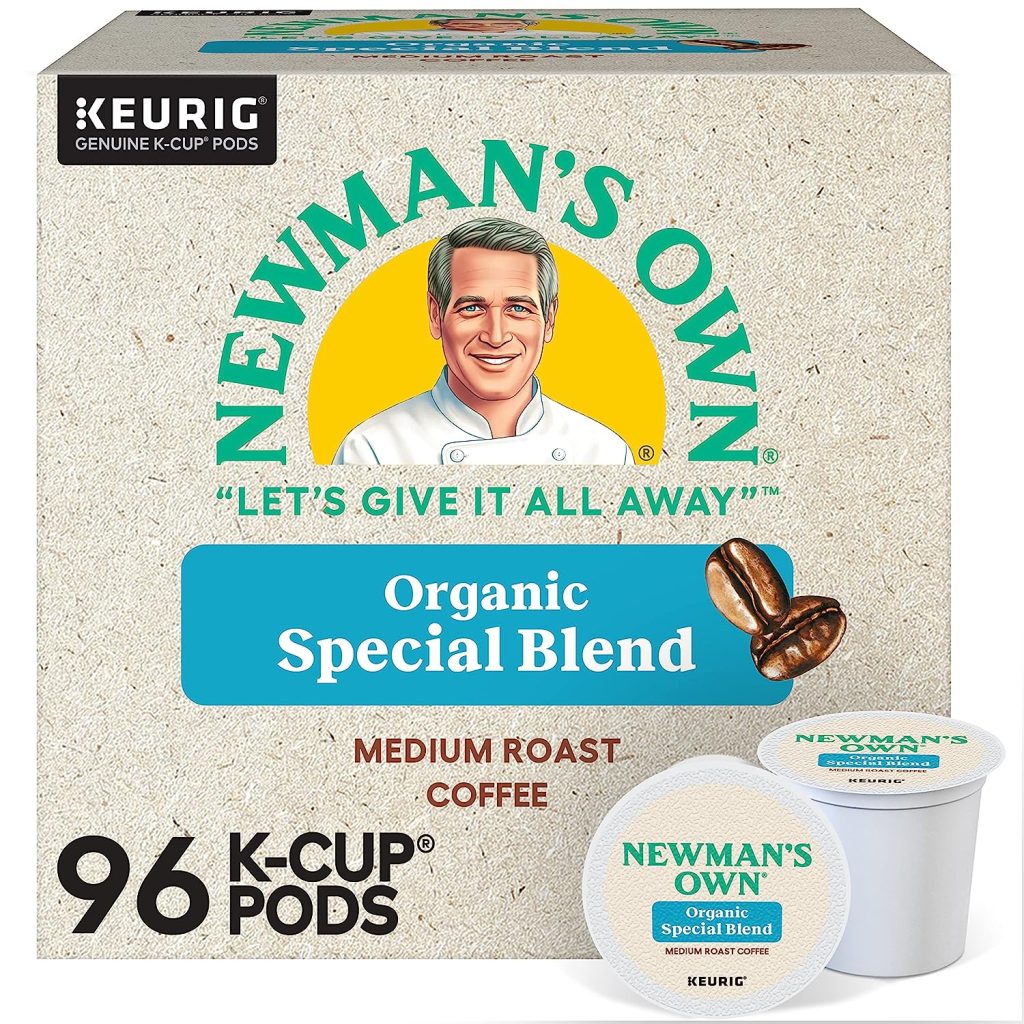 Newman’s Own Organics Medium Roast Coffee K-Cup Pods, 96 Count, USDA Organic, Fair Trade Certified