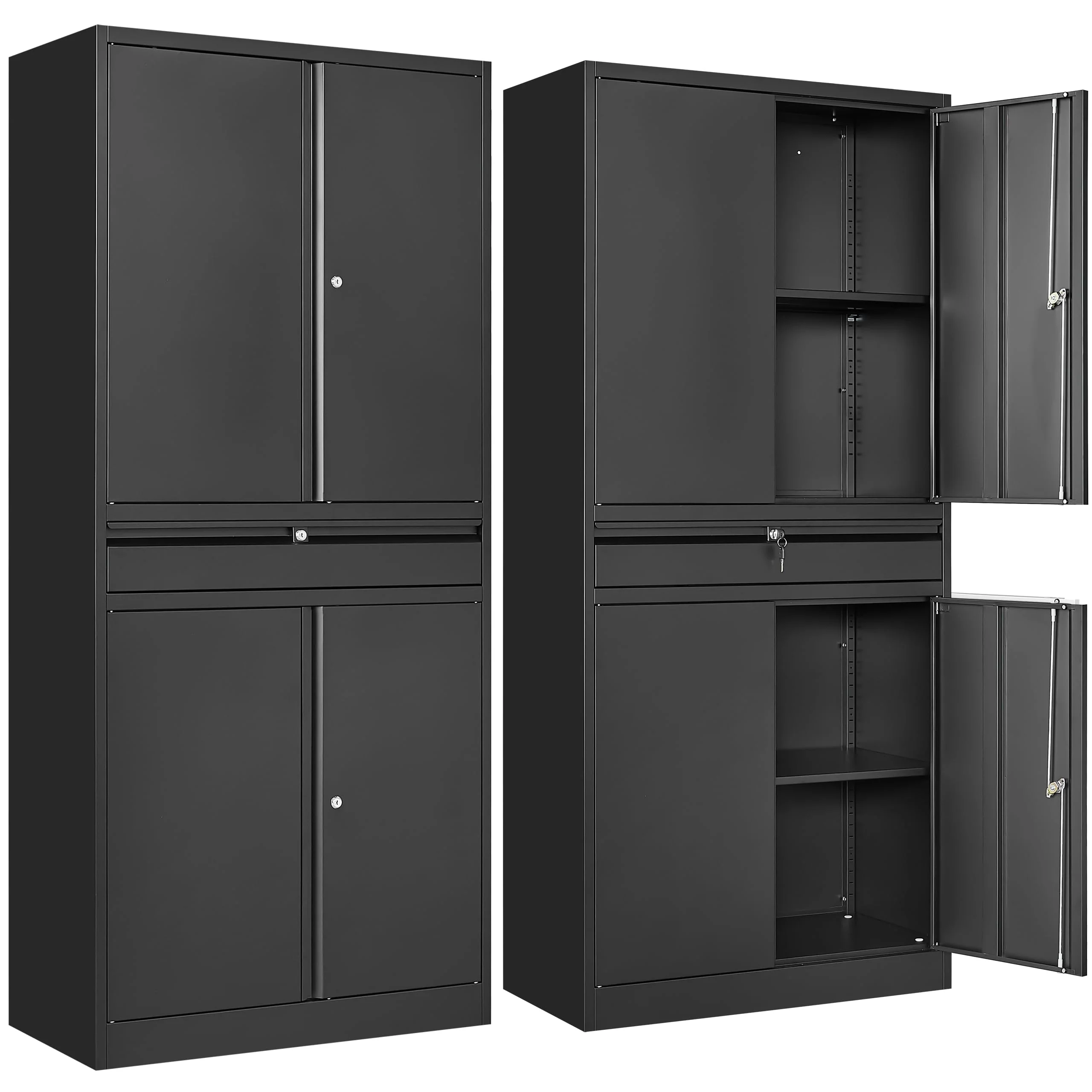 SISESOL Metal Garage Storage Cabinet with Doors and Shelves, 71