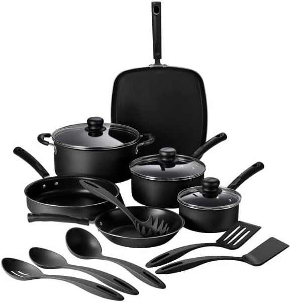15 pc Aluminum Nonstick Cookware Set with Utensils Storm, 80143/034DS