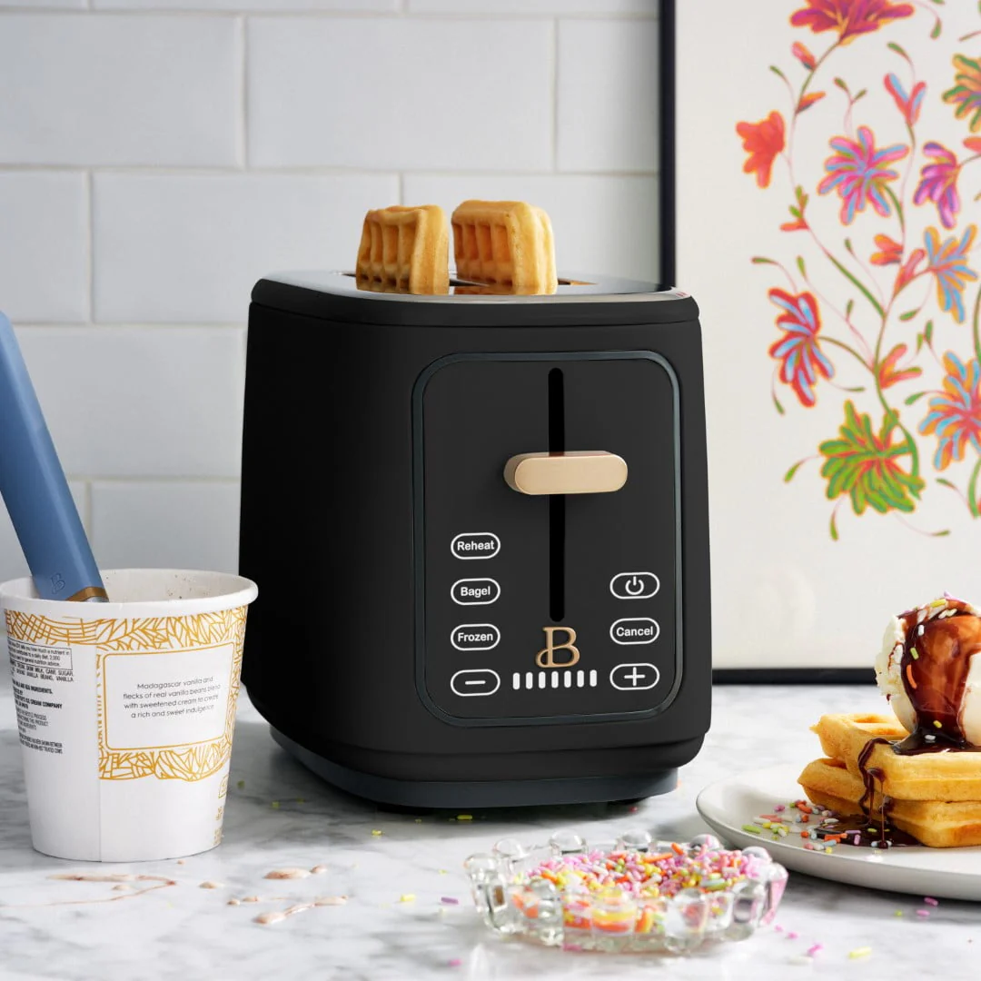 Beautiful 2 Slice Toaster with Touch-Activated Display, Black Sesame by Drew Barrymore