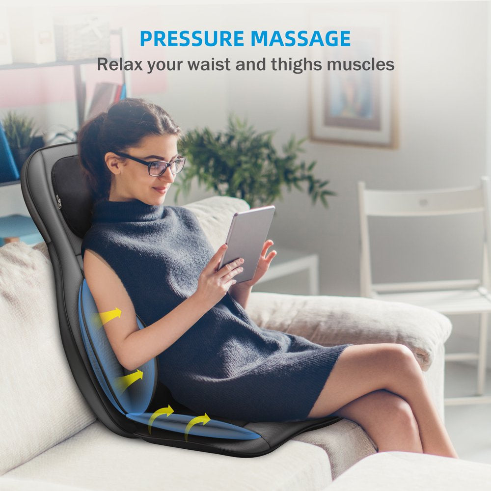 Comfier Shiatsu Neck & Back Massager with Heat, Air Compression & 2D/3D Modes – Massage Chair Pad