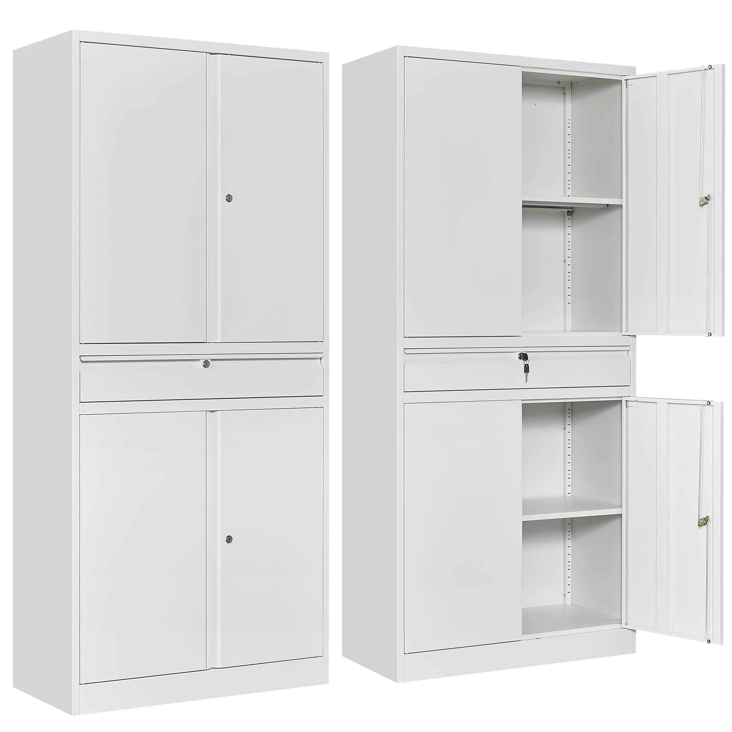 SISESOL Metal Garage Storage Cabinet with Doors and Shelves, 71