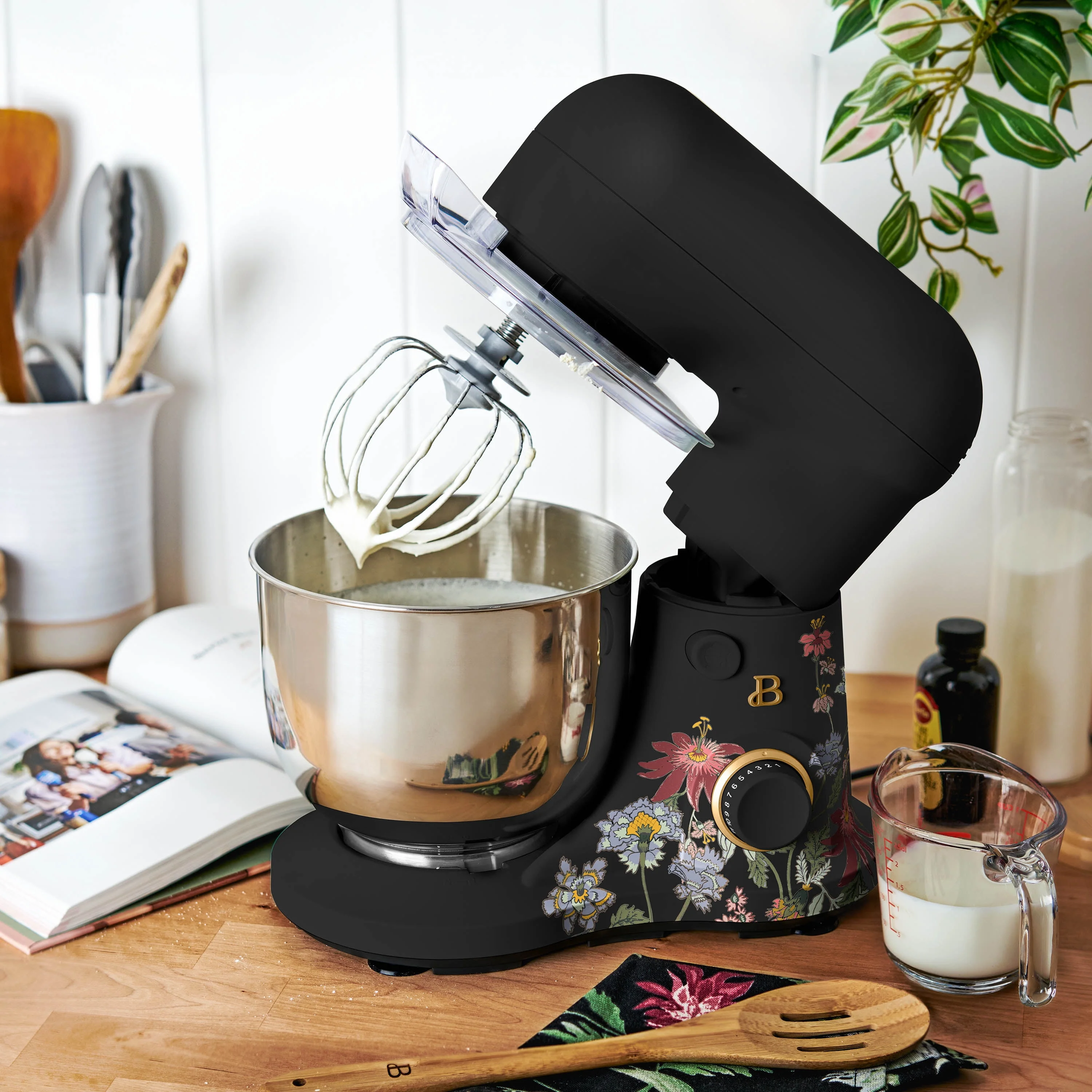 Beautiful 3.5 Qt Stand Mixer, Lightweight & Powerful with Tilt-Head, Wildflower by Drew Barrymore, Black