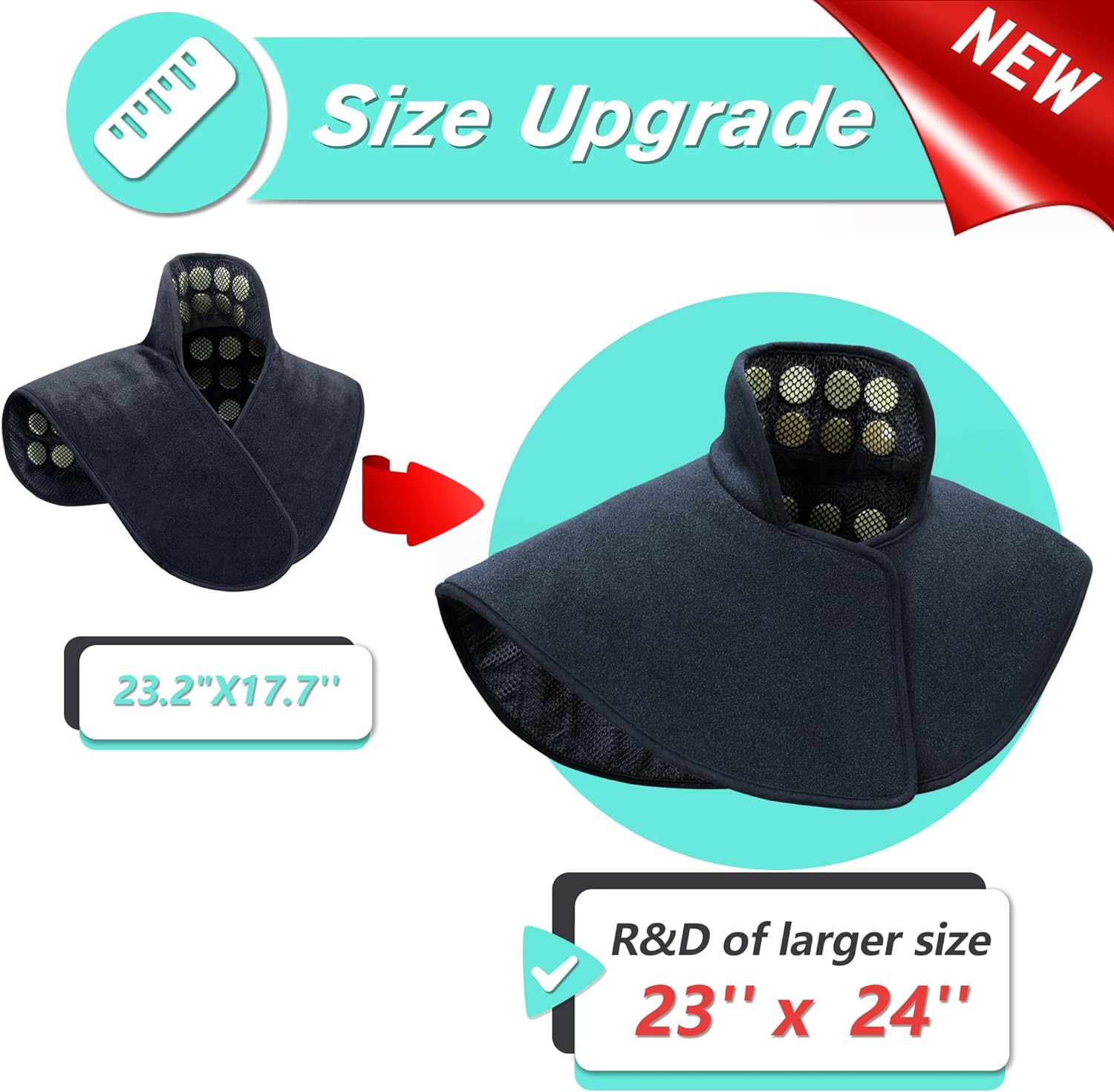 UTK Heating Pad for Neck and Shoulders,Natural Jade Tourmaline,Upgrade Size to Cover More Areas of Neck,Shoulder,Shoulder Blade and Back(23”x 24”)|Gift for Dad