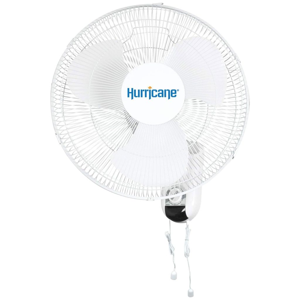 Classic 16-Inch Wall Mounted Oscillating Fan, 3-Speed, White, Durable Metal, Space-Saving Design