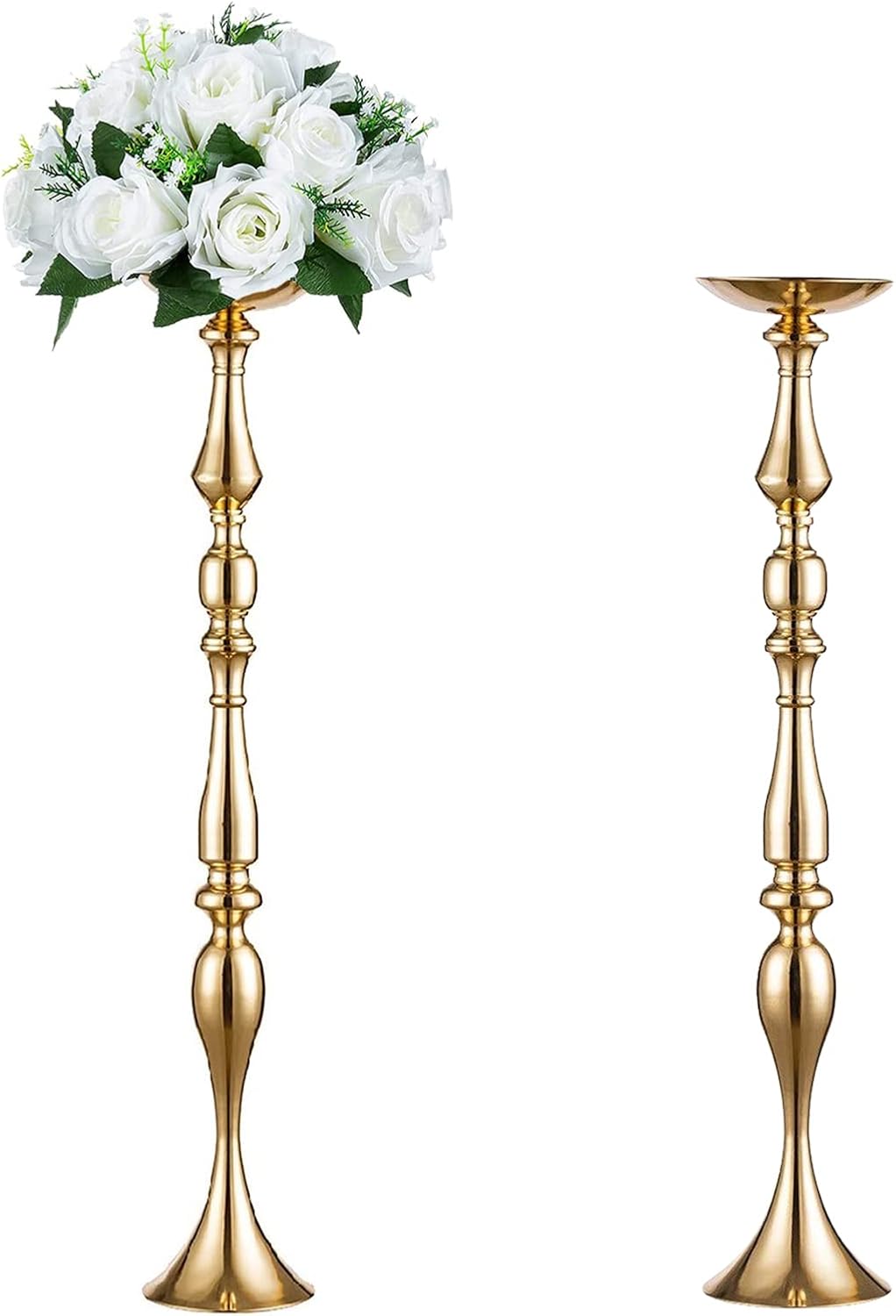 Elegant Silver Metal Wedding Centerpiece Stand 31.5′′ – Tall Tabletop Decor for Events & Parties