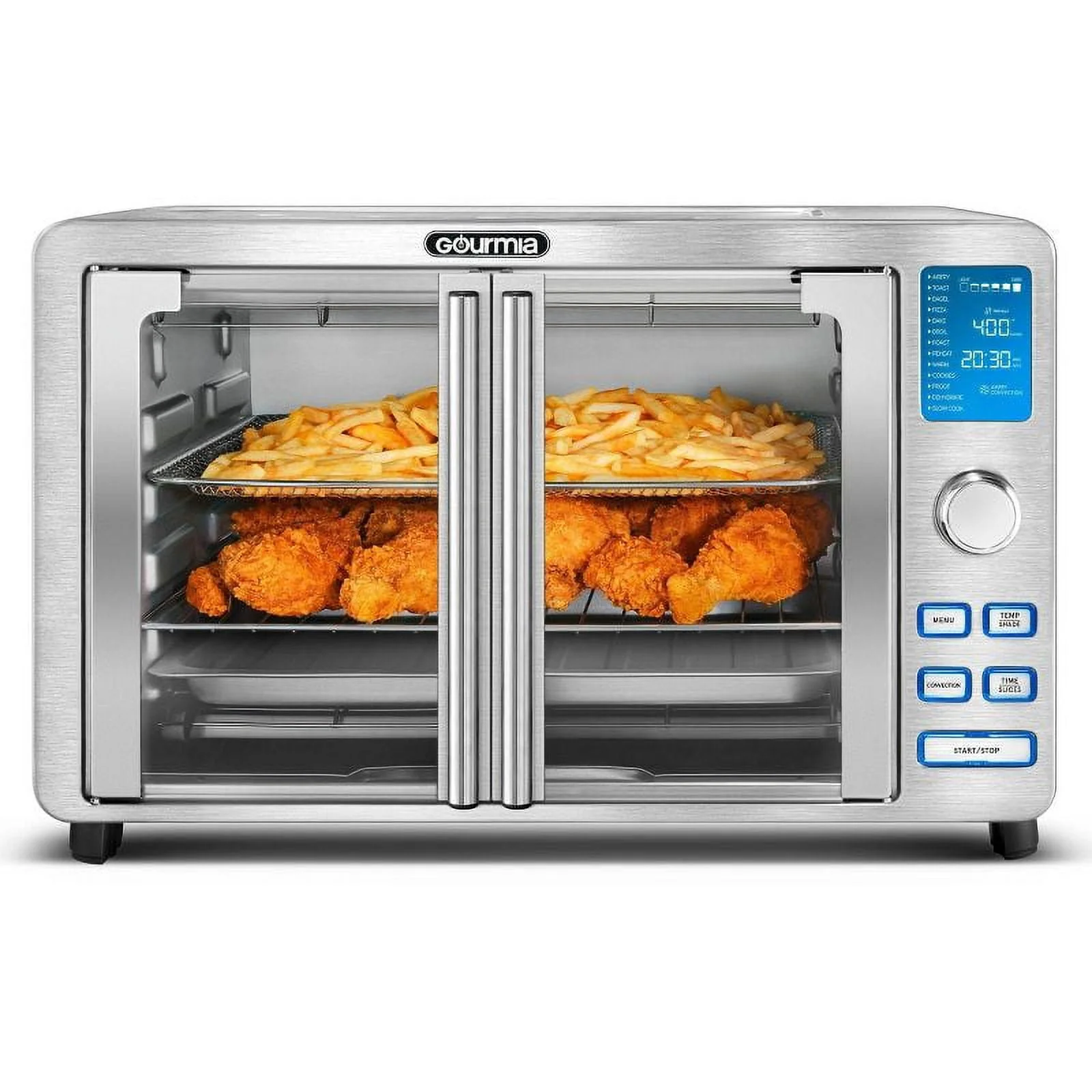 Gourmia 9-Slice Digital Air Fryer Oven with 14 One-Touch Cooking & French Doors