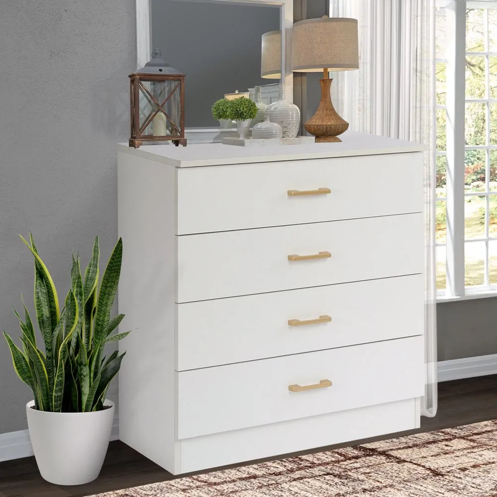SEGMART White 4-Drawer Wood Dressers for Bedroom