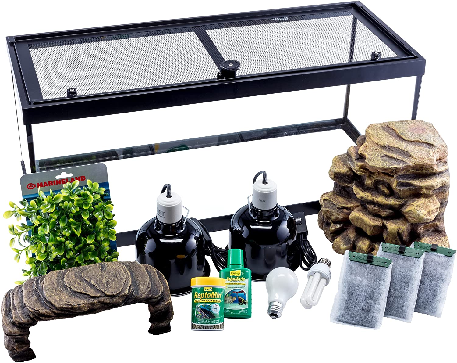 Tetra Aquatic Turtle Deluxe Kit 20 Gallons, aquarium With Filter And Heating Lamps, 30 IN