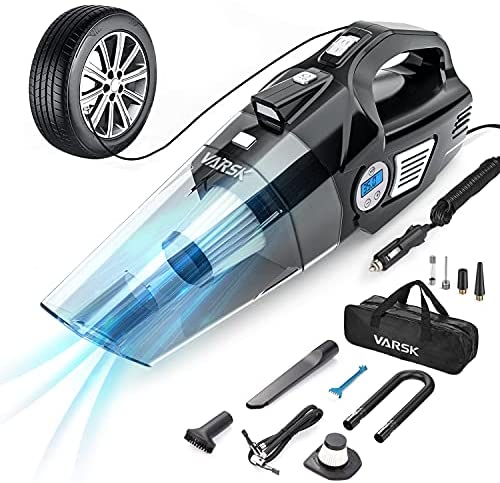 VARSK 4-in-1 Car Vacuum Cleaner, Tire Inflator Portable Air Compressor