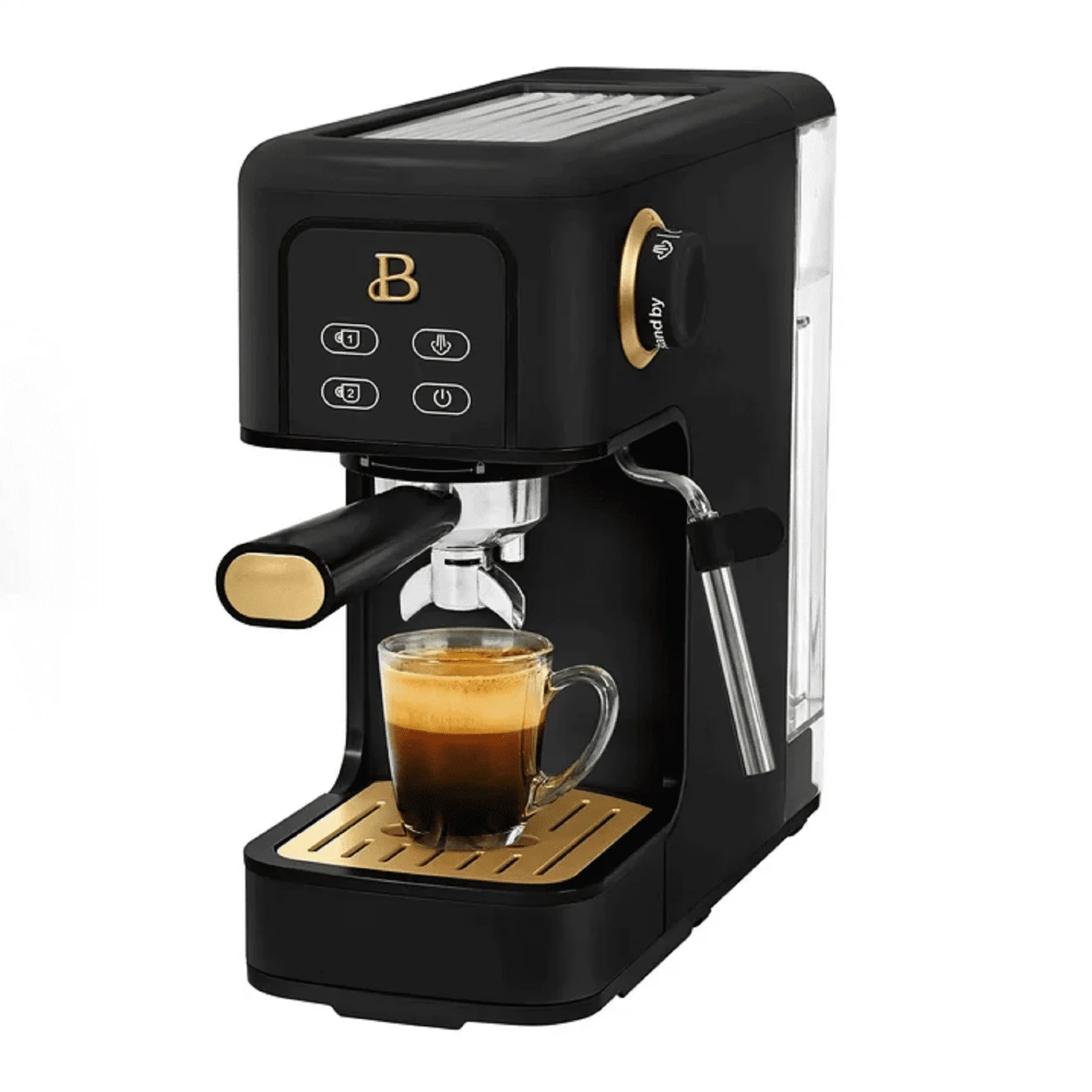 Beautiful Slim Espresso Maker with 20-Bar Pressure, Black Sesame by Drew Barrymore
