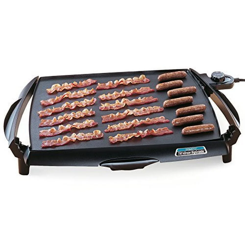 Presto Tilt'nDrain Big Griddle Electric Cool-Touch Griddle 07046 Black