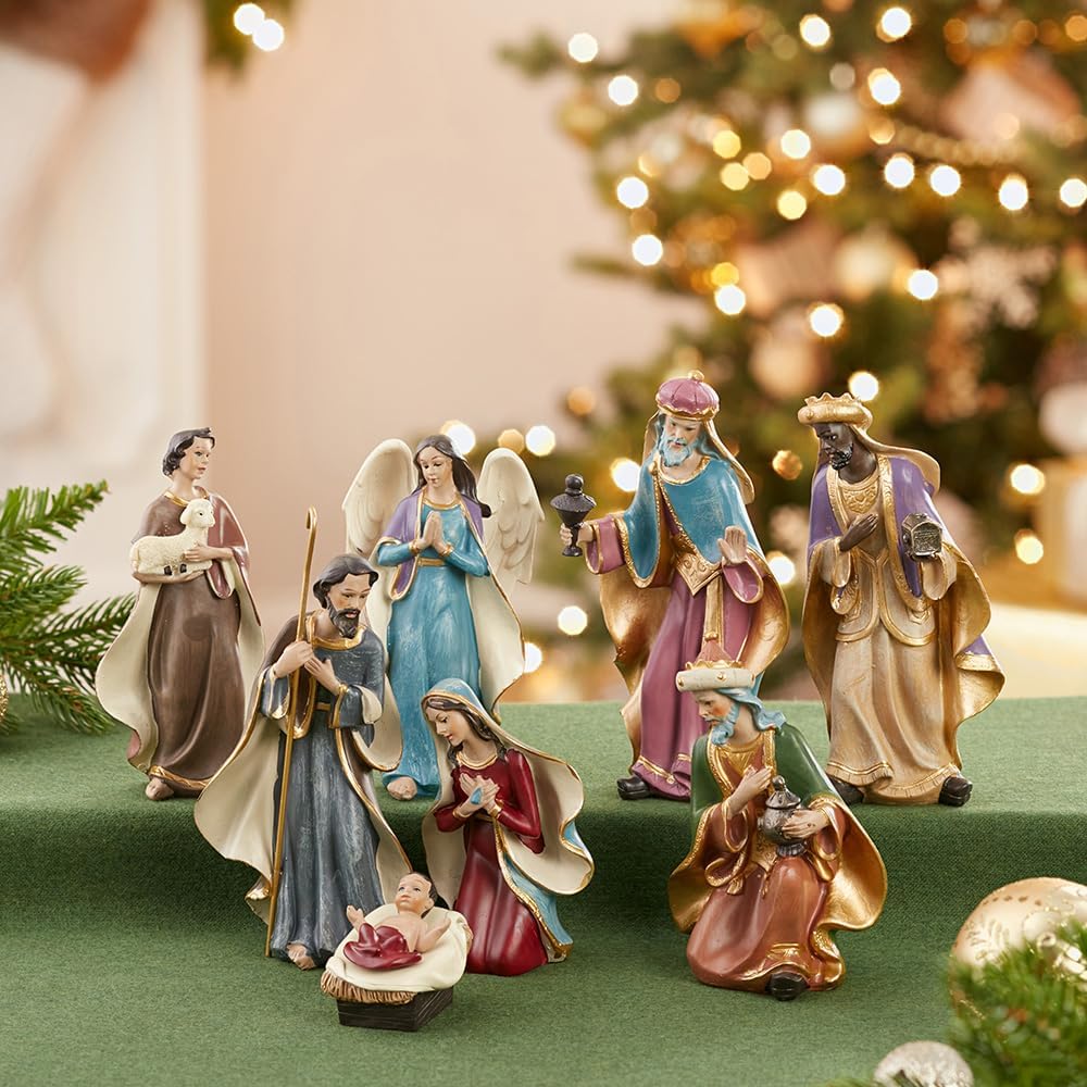 Kurt Adler Resin Nativity Figurine Set, 6.25-Inch, Set of 8