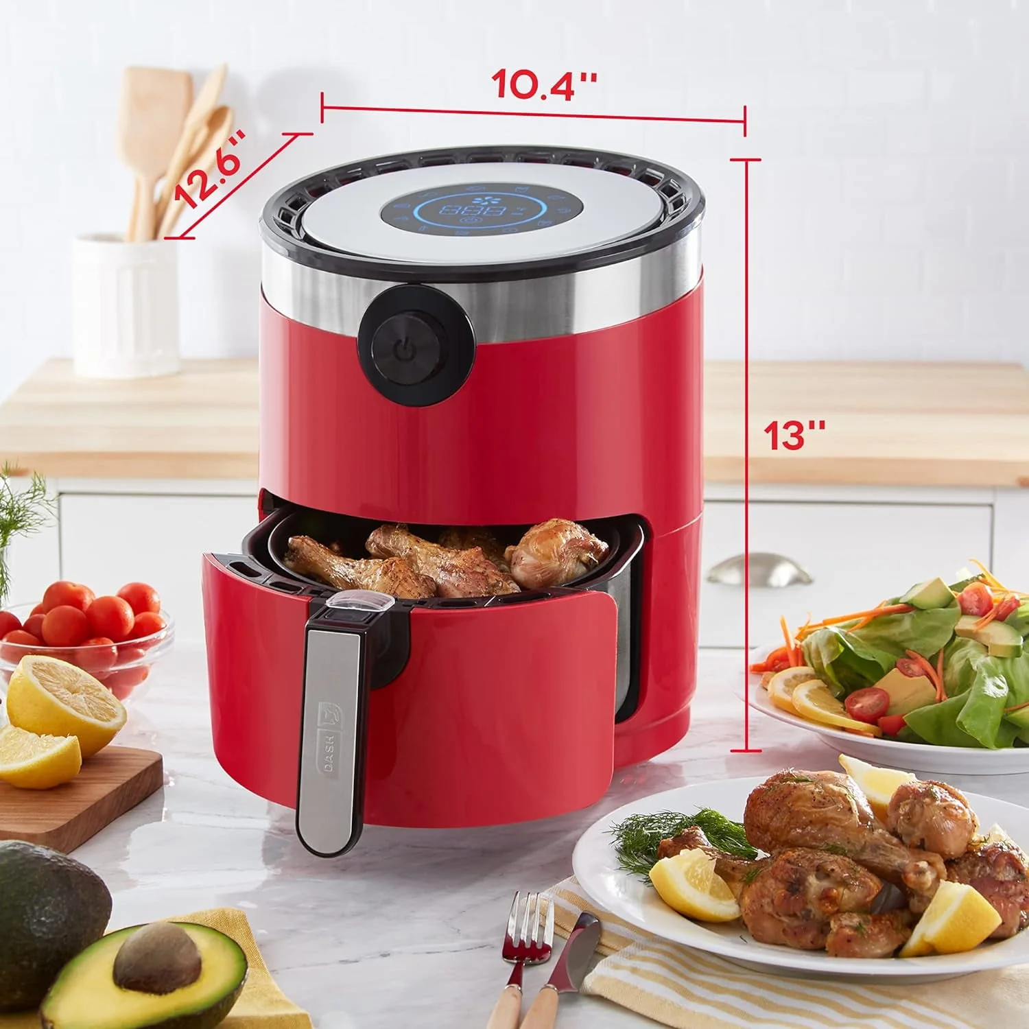 Dash Aircrisp Pro Digital Air Fryer + Oven Cooker with Digital Display - Red
