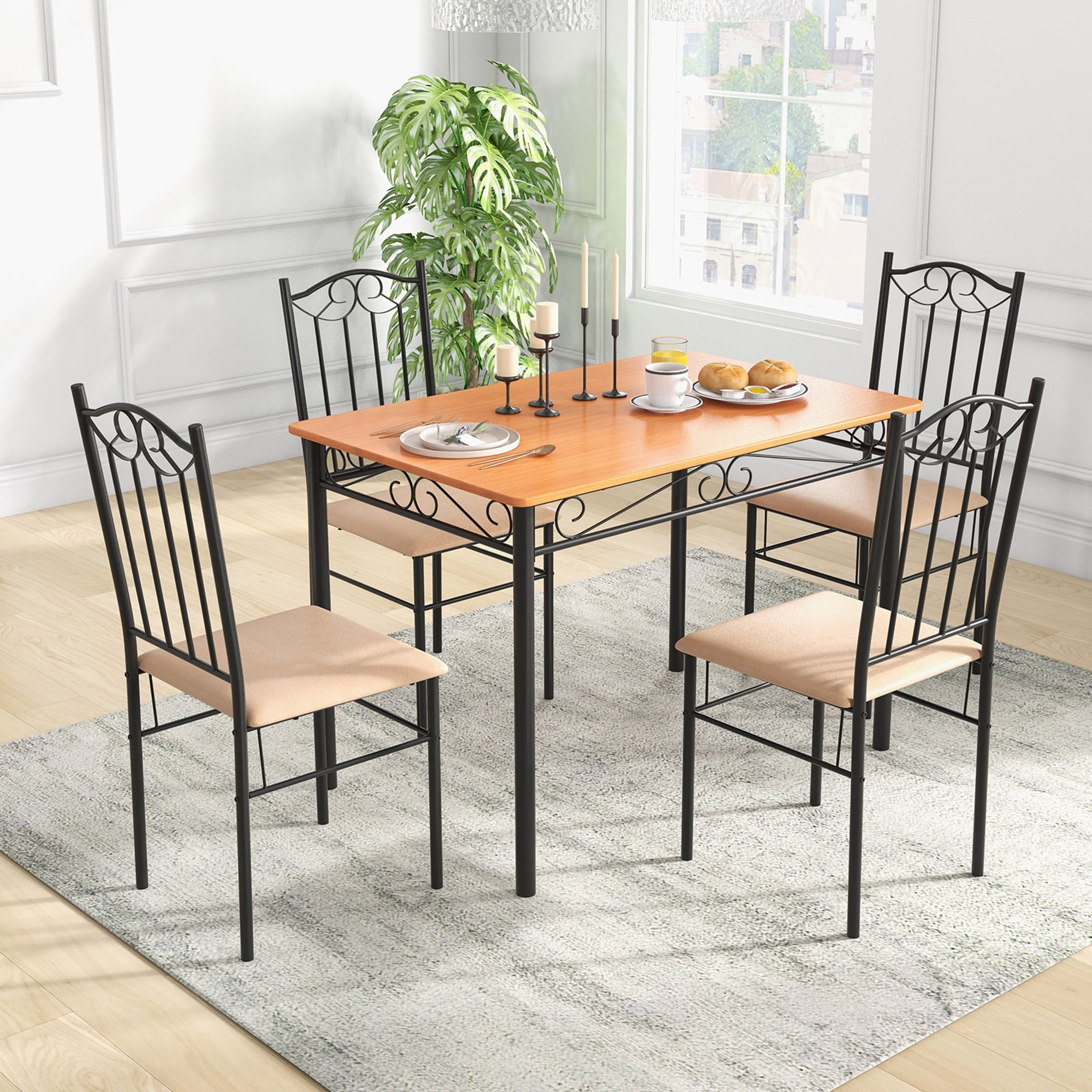 Costway 5 PC Dining Set Wood Metal 30