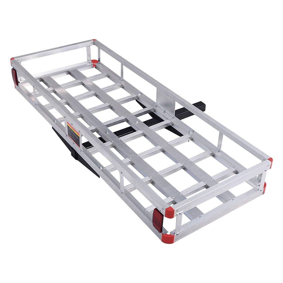 Goplus 60 x 22 Aluminum Hitch Mount Cargo Carrier Luggage Basket Rack for SUV Truck Car 500LBS