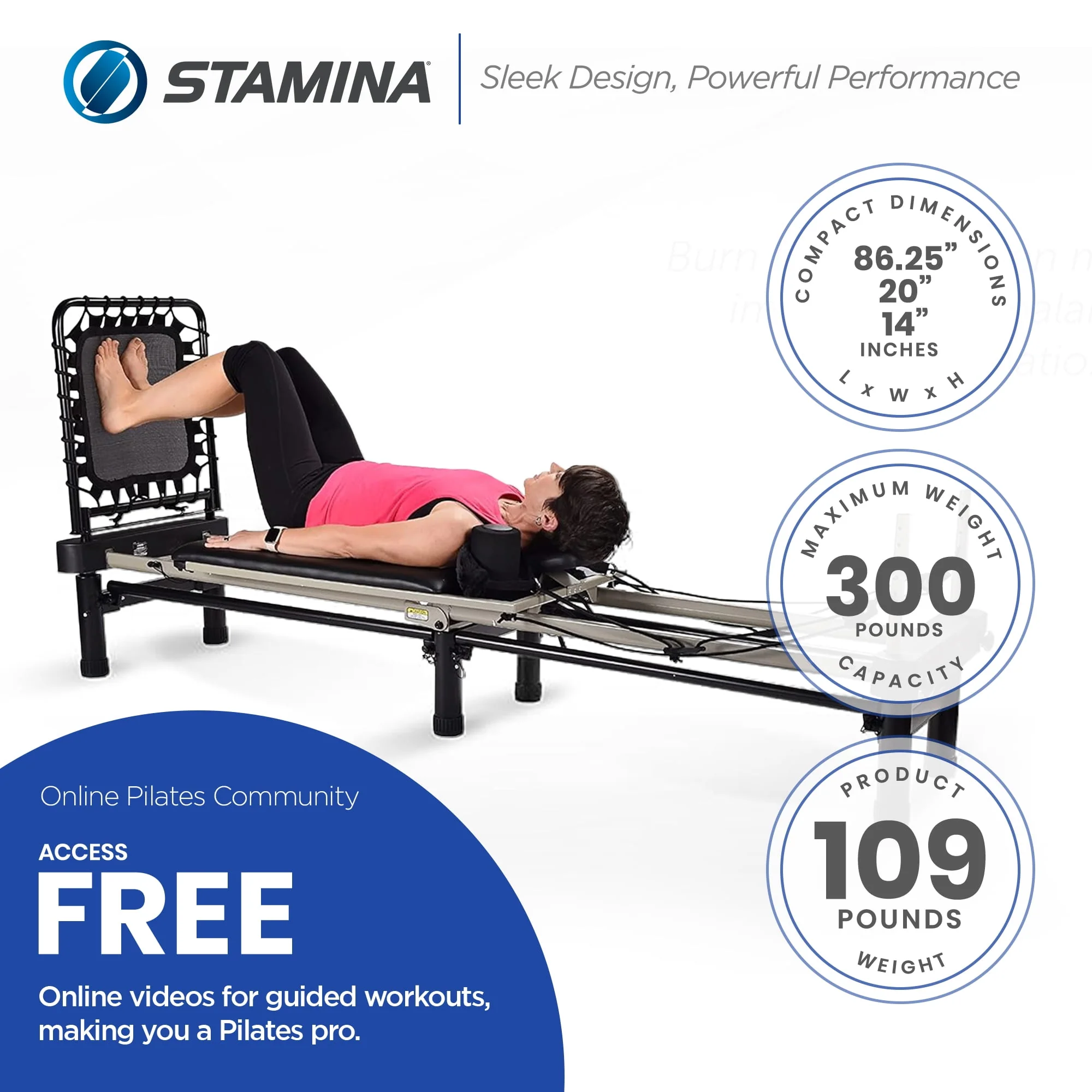 Stamina AeroPilates Premier with Stand, Cardio Rebounder, Neck Pillow and DVDs