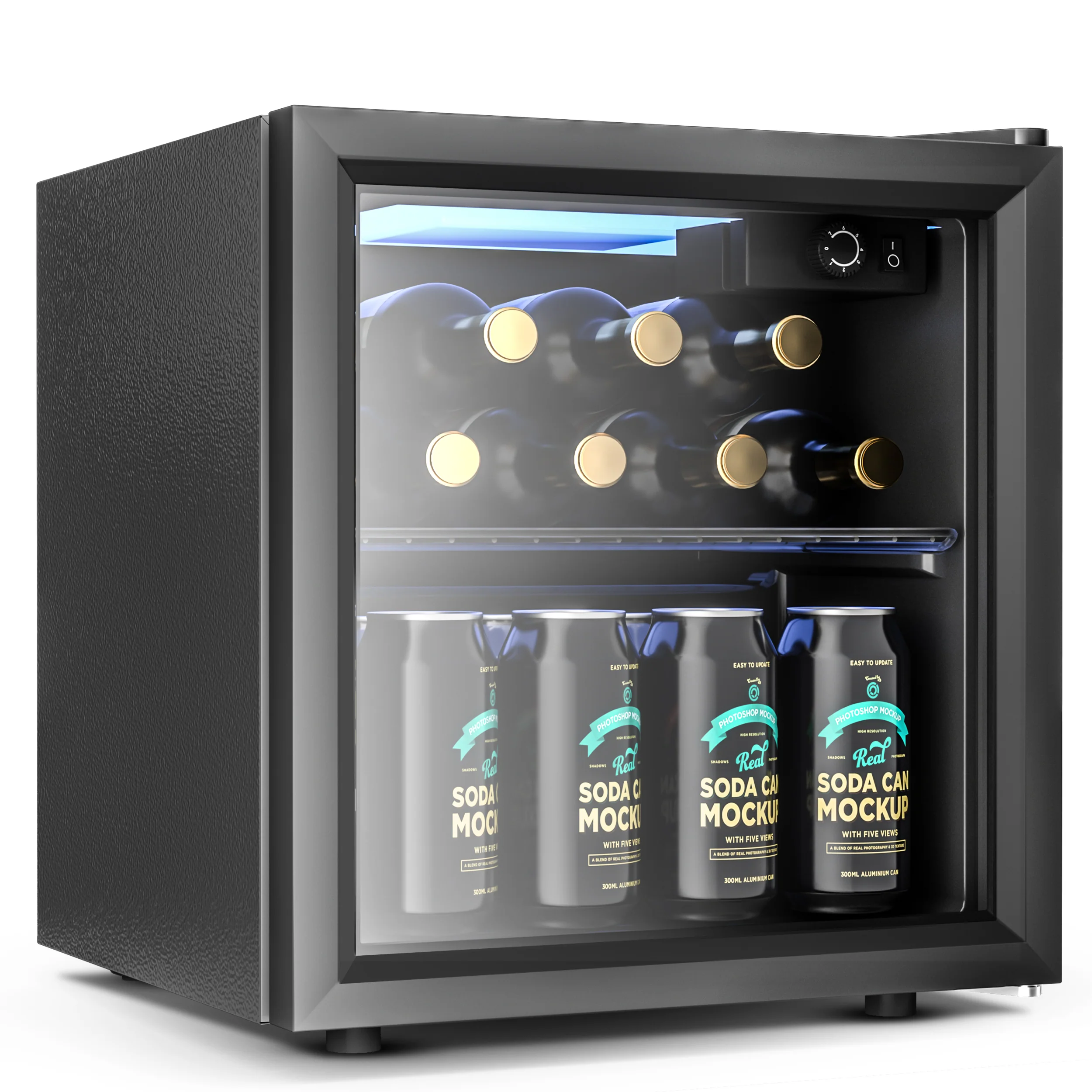 EUHOMY 55 Can Beverage Refrigerator Cooler-Mini Fridge Glass Door (1.3cu.ft) Wine Cooler
