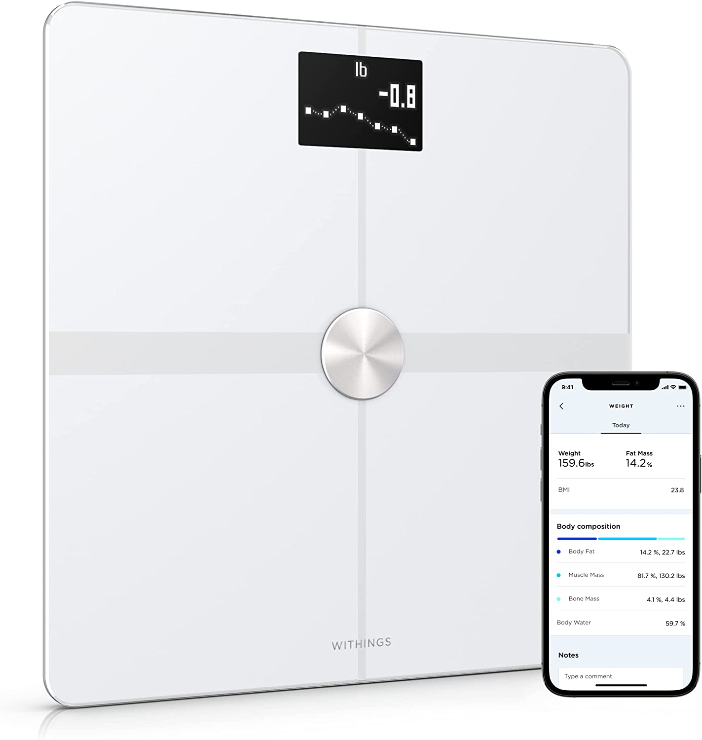 Withings Body+ – Digital Wi-Fi Smart Scale with Automatic Smartphone App Sync