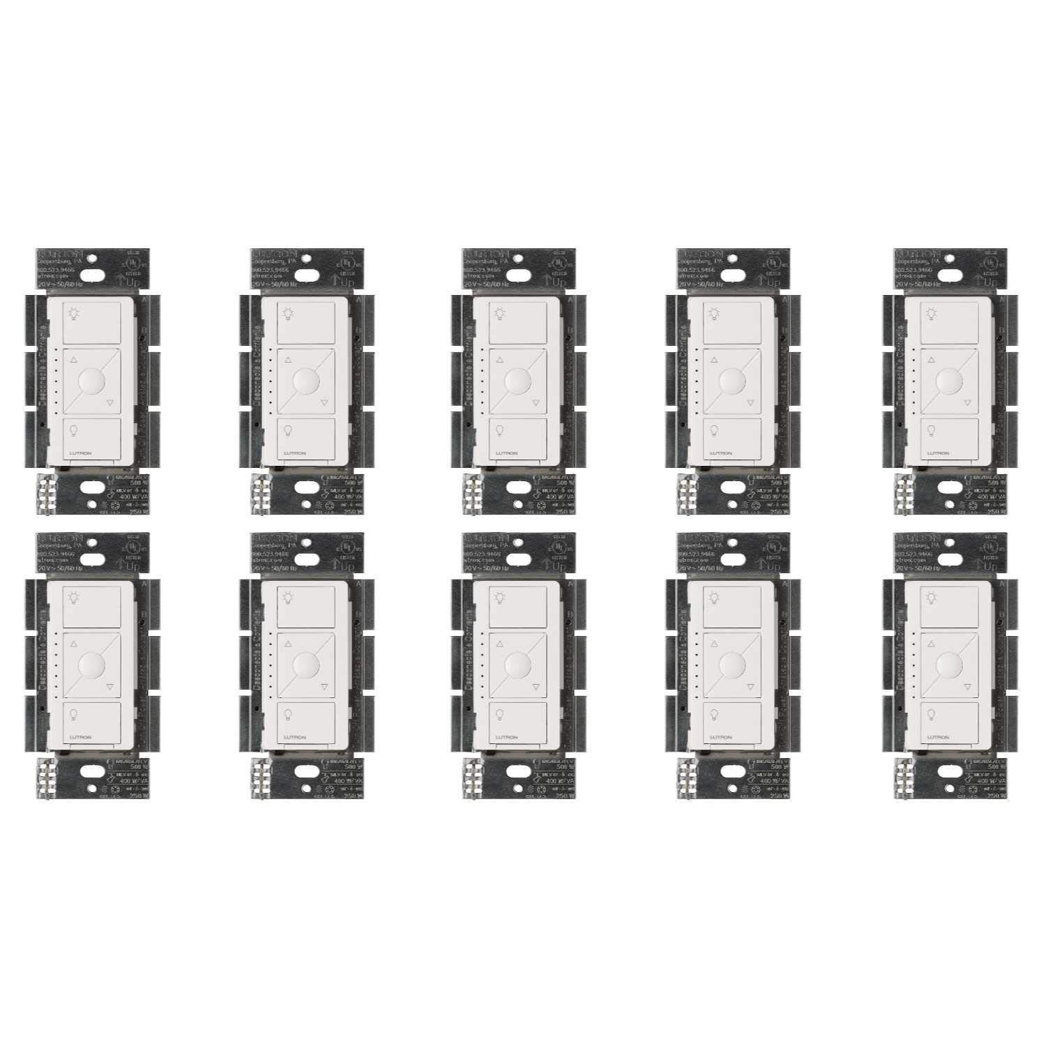 Lutron Caseta ELV+ Smart Dimmer Switch, 250W LED, Alexa Compatible, White, 2-Pack