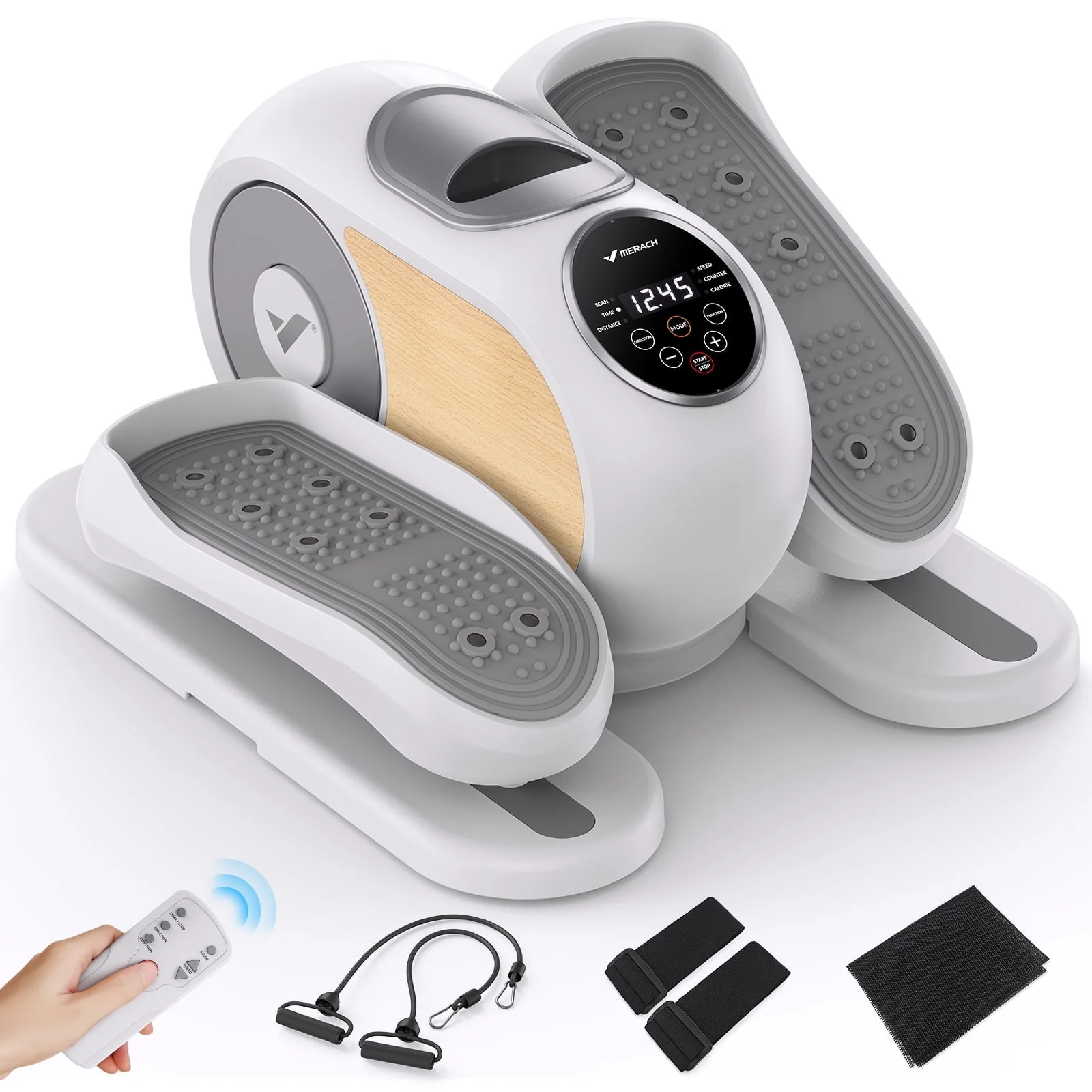 MERACH Under Desk Elliptical Machine for Seniors Home Office Leg Exerciser with 12 Adjustable Speed Quiet & Portable Seated Pedal Exerciser with Remote Control & Non-Slip Pad