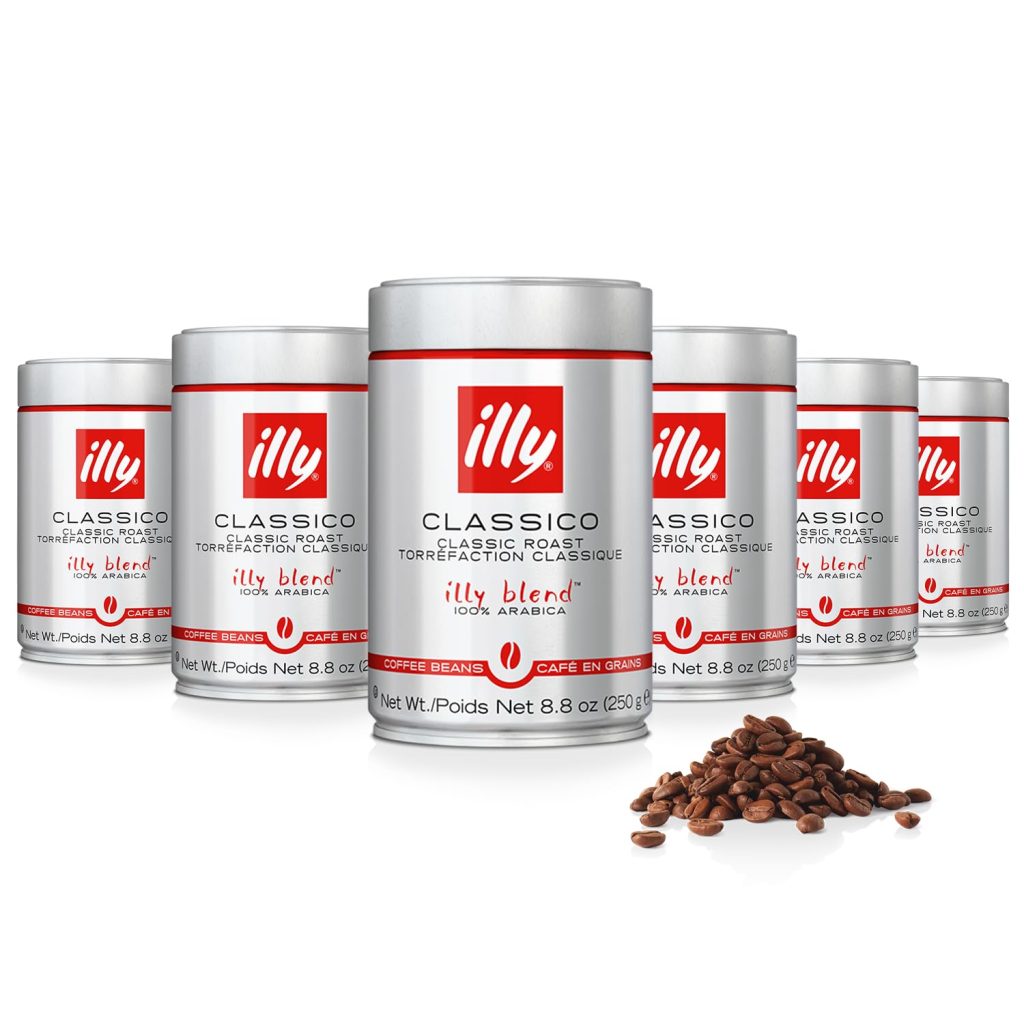 illy Whole Bean Coffee Classico Medium Roast, 100% Arabica, Caramel & Jasmine Notes, 8.8 oz, 6 Pack