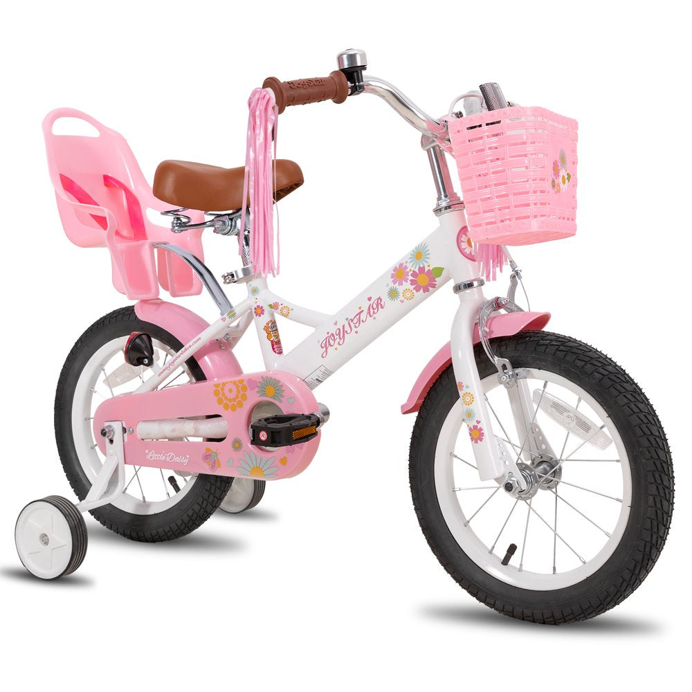 JOYSTAR Little Daisy 12-Inch Girls’ Bike with Training Wheels, Basket & Handbrake, Ages 2-7