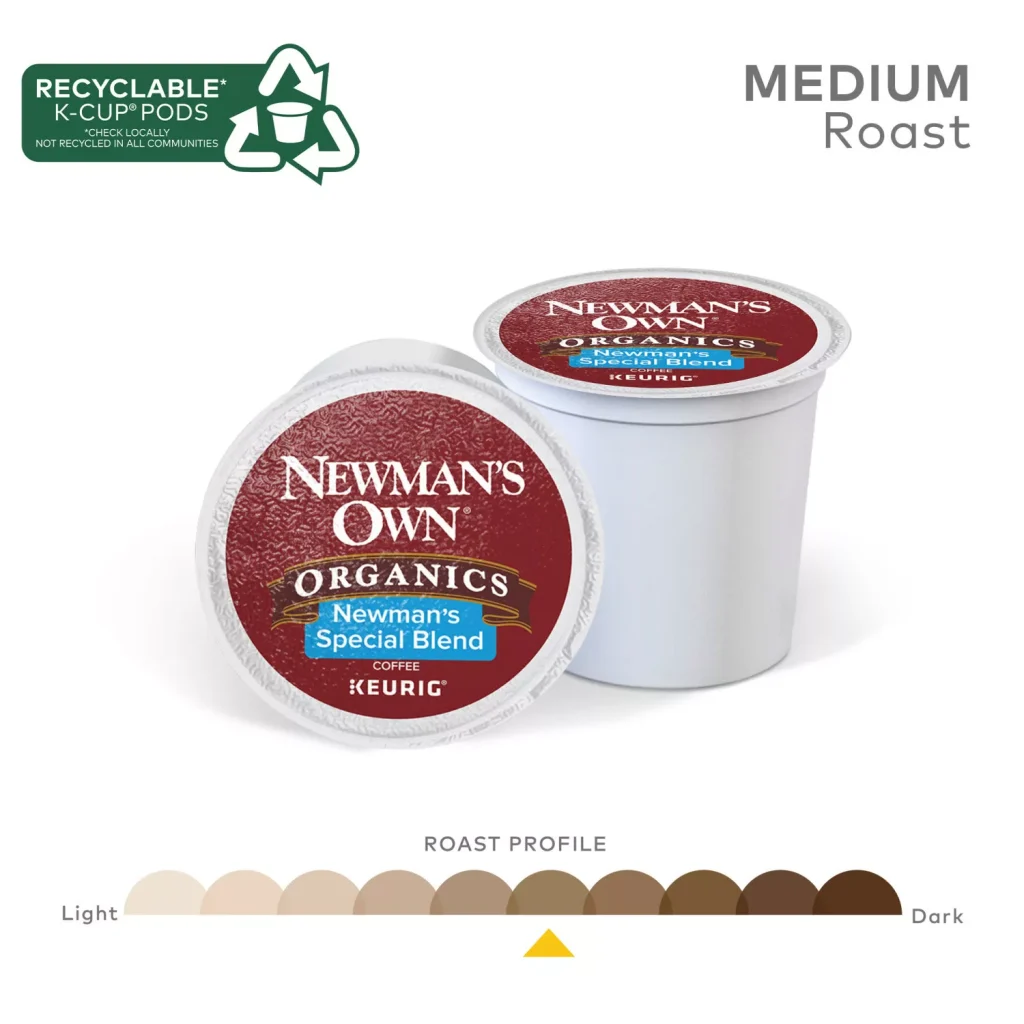 Newman’s Own Organics Special Blend Coffee K-Cup Pods, 100 ct, USDA Organic, Fair Trade Certified