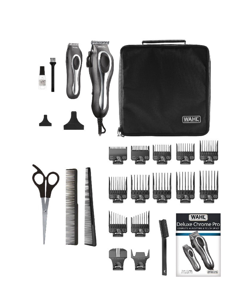 Wahl Deluxe Chrome Pro Clipper and Trimmer Kit 25 Pieces – 79650-1301