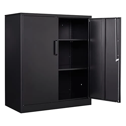 Metal Storage Cabinet Locked Steel Cabinet with 2 Adjustable Shelves Office Cabinet Locking Tool Cabinets Kitchen Storage Cabinet metal locker Small