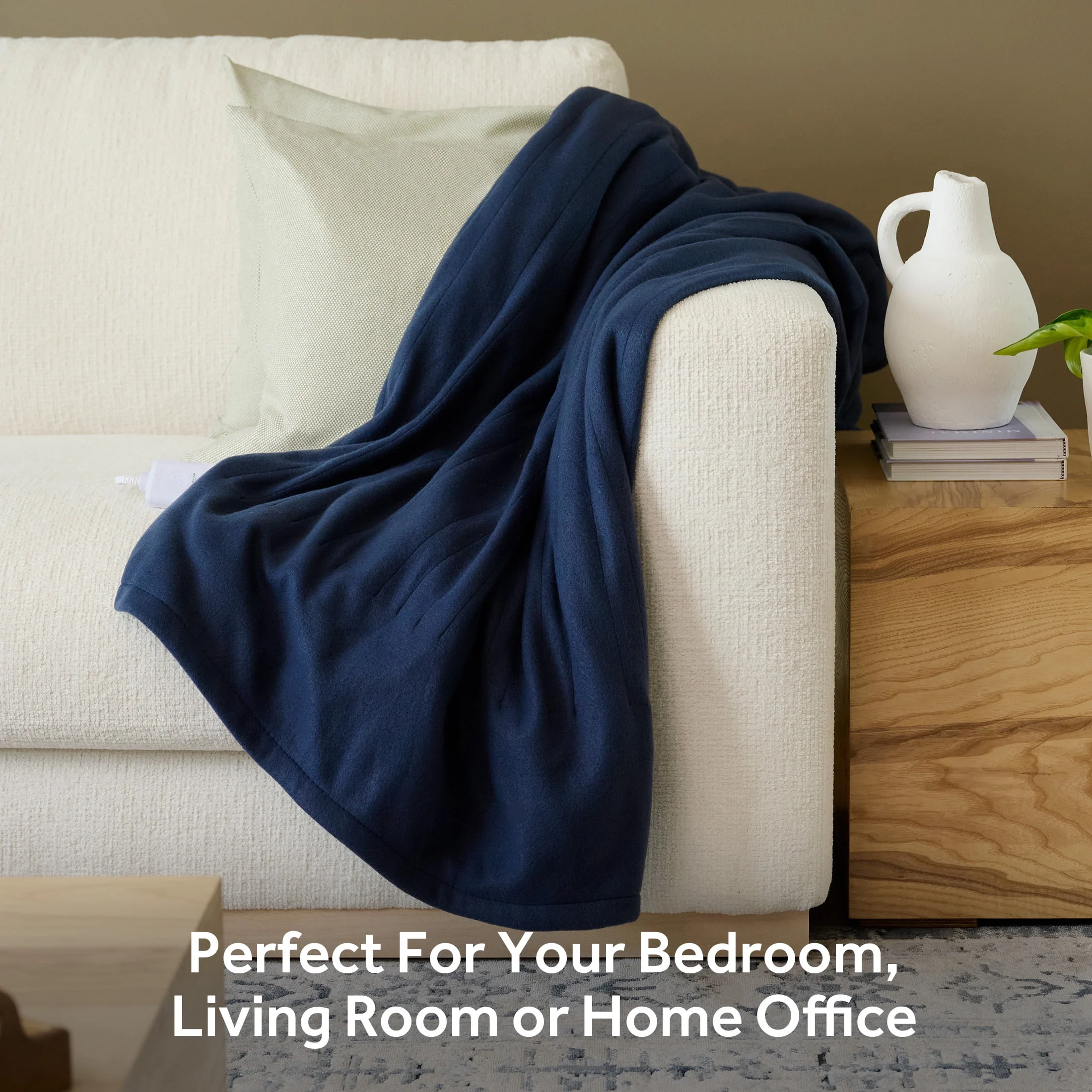 Sunbeam Throw Poseidon Fleece, 4 Heat Settings, 4-Hour Auto Shut-Off, Electric Heated Blanket, 50” x 60”