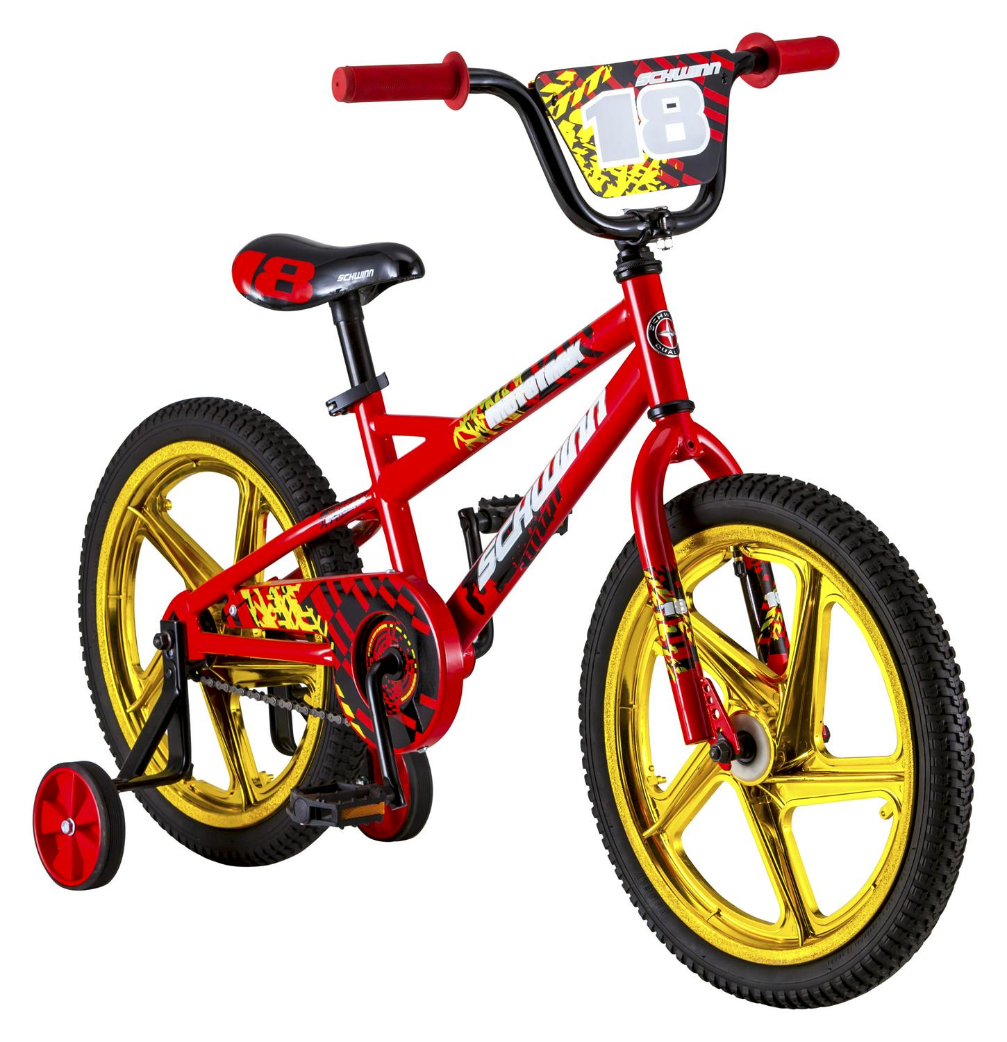 Schwinn Mototrax Boy’s Sidewalk Bike, 18-inch mag wheels, ages 5 ?7, Red