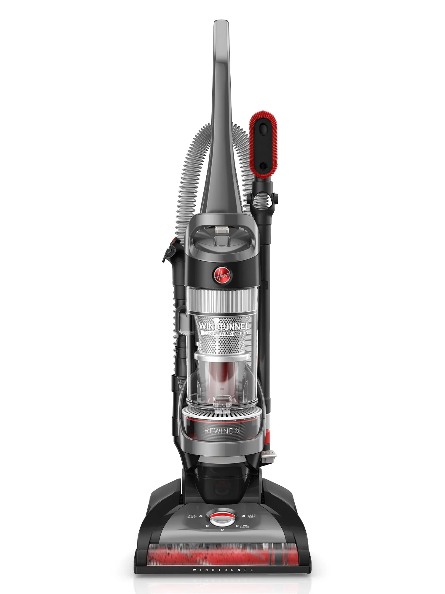 Hoover WindTunnel Cord Rewind Pro Bagless Upright Vacuum Cleaner, For Carpet and Hard Floors, UH71300V, Black, UH71300