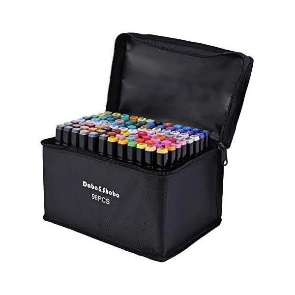 96 Color Alcohol Marker Pens Bright Permanent for Coloring Art Markers for Kids, Adults Coloring Book, Wide Chisel and Thin Head Double-head Design E