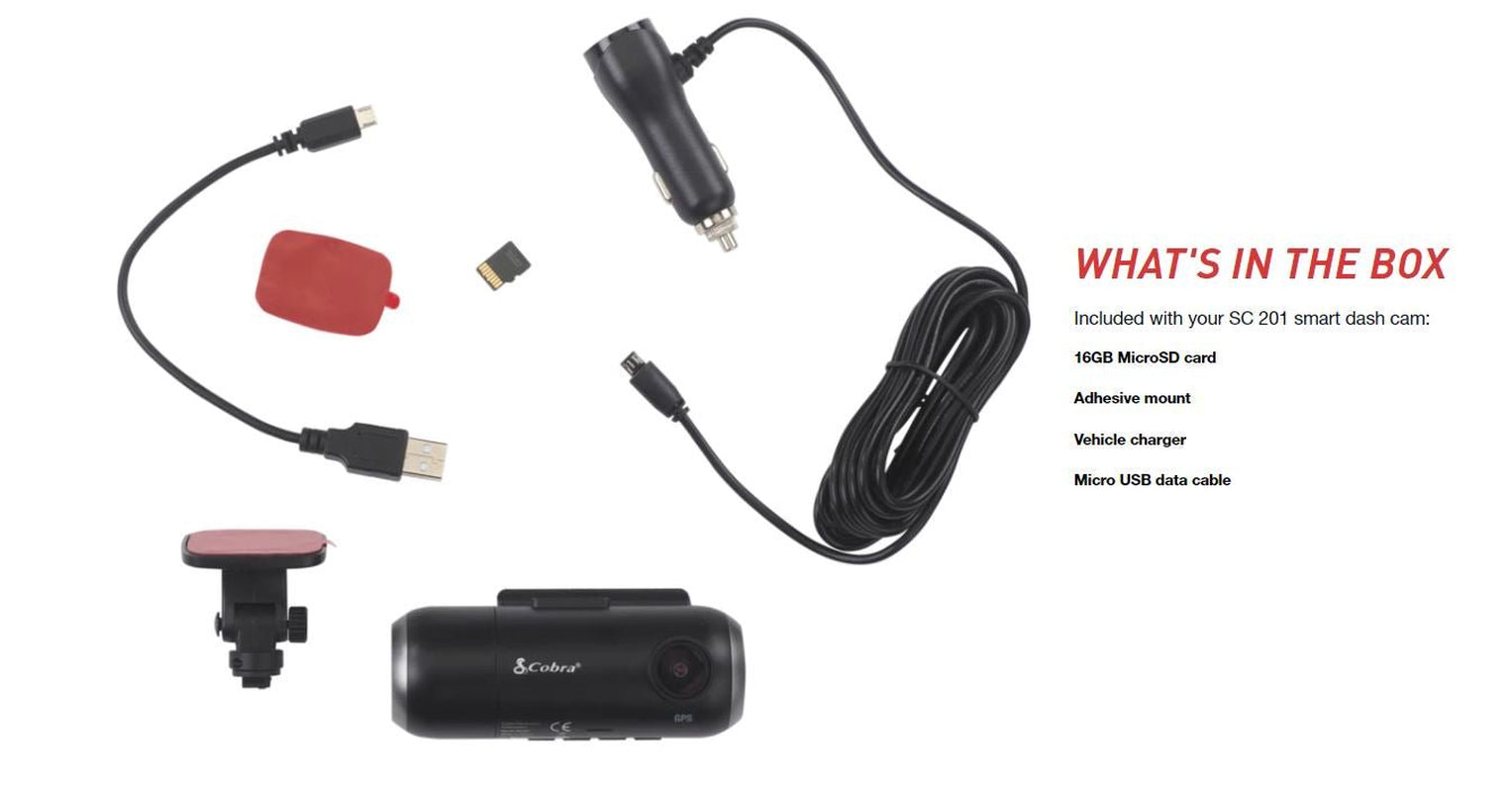 Cobra SC 201 Smart Dash & Rear Cam with 1080P, WiFi, GPS, Night Vision & Incident Alerts