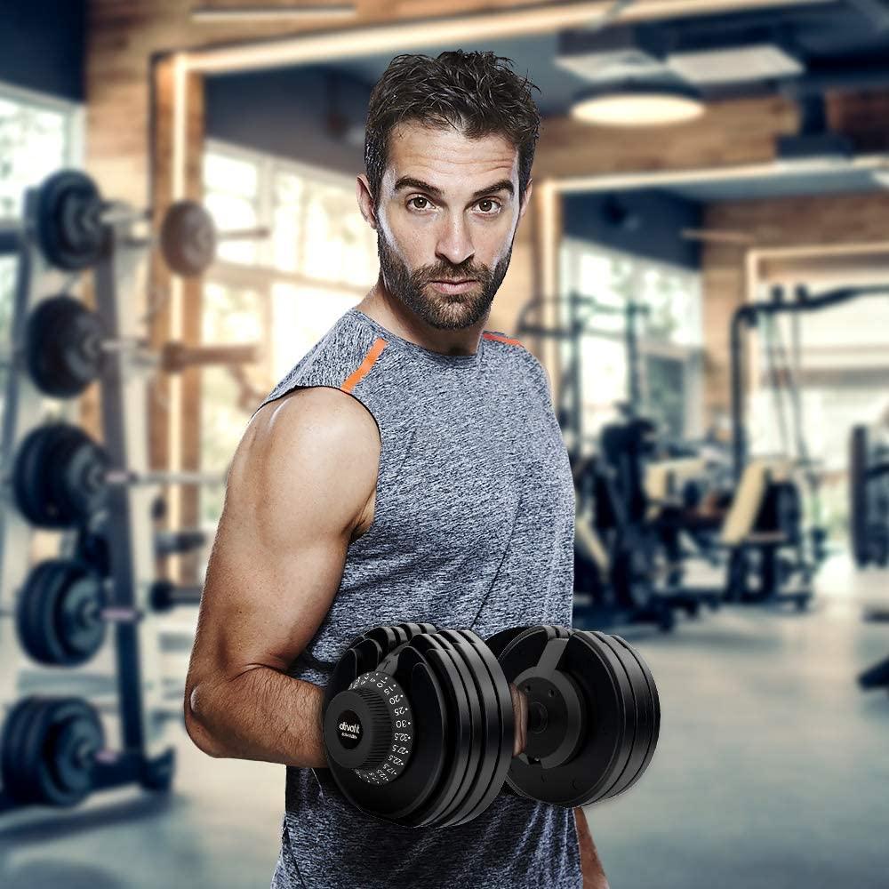 Ativafit Adjustable Dumbbell Fitness Dial Dumbbell with Handle and Weight Plate for Home Gym Note: Single (71.5 lbs)