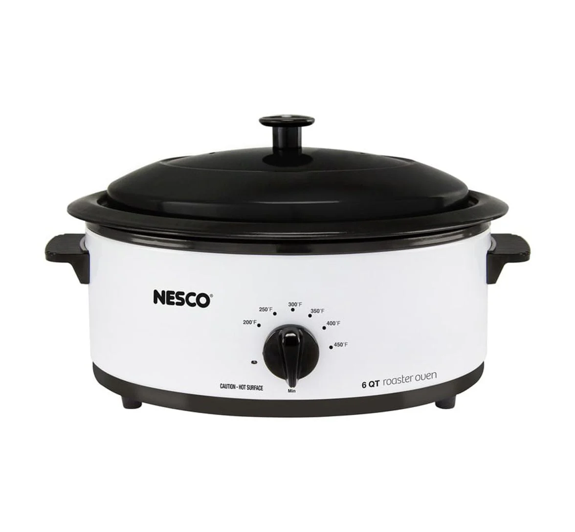 NESCO 6 Qt. Ivory Roaster with Porcelain Cook Well, 4816-14