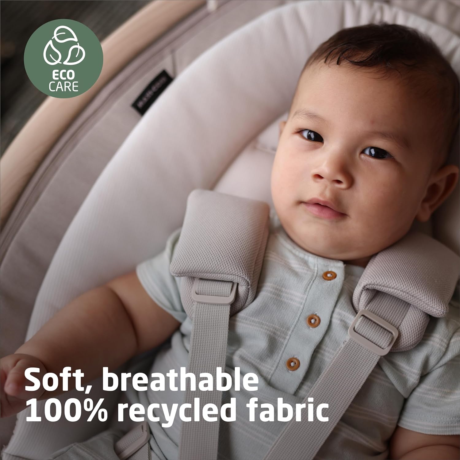 Maxi-Cosi Cassia Baby Swing, 360° Rotating, Portable & Lightweight, EcoCare Fabric, Music & Nature Sounds, Classic Oat