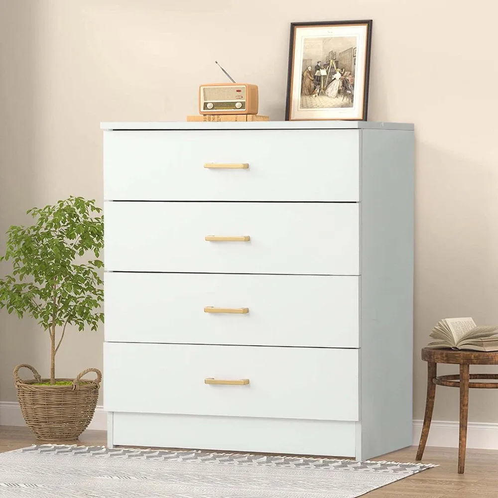 SEGMART White 4-Drawer Wood Dressers for Bedroom