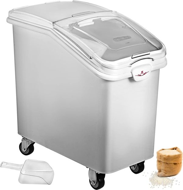 21 Gallon Ingredient Bin with Scoop 400 Cup Ingredient Bin with Sliding Lid Commercial Food Storage for Kitchen