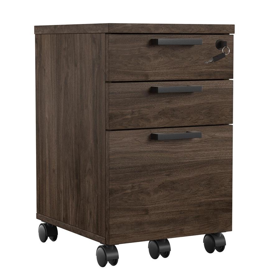 Apex Desk and File Cabinet, Walnut