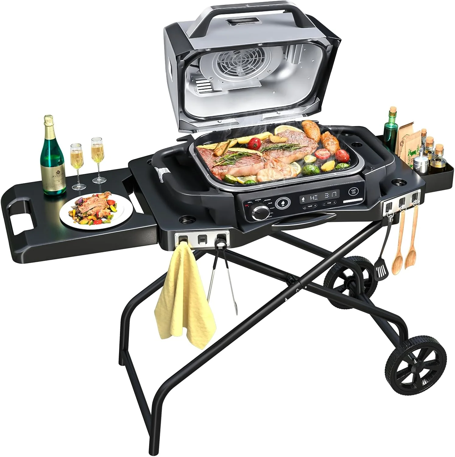 Portable Grill Cart for Ninja Woodfire Grill OG700 Series - Folding Outdoor Stand
