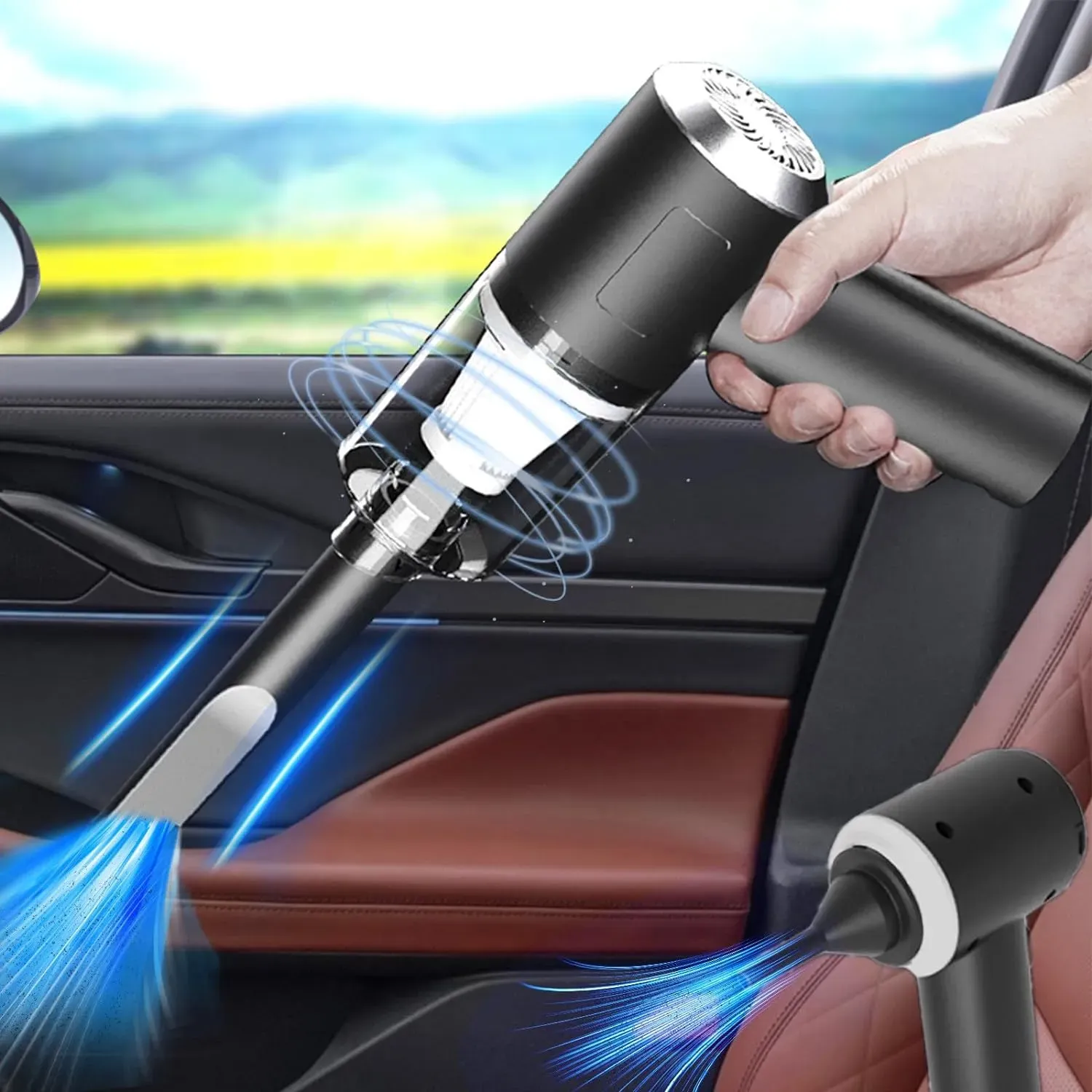 Handheld Car Vacuum 120w Powerful, portable car vacuum with cleaning cloth
