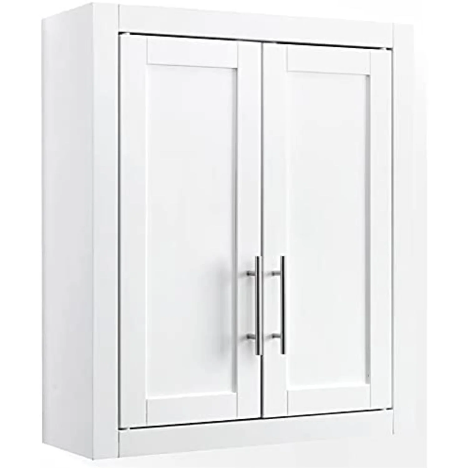 Crosley Furniture Savannah MDF Wood Wall Cabinet in White/Chrome
