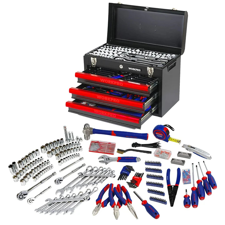 LL Heavy Duty Mechanic Tool Set with 3-Drawer Metal Box