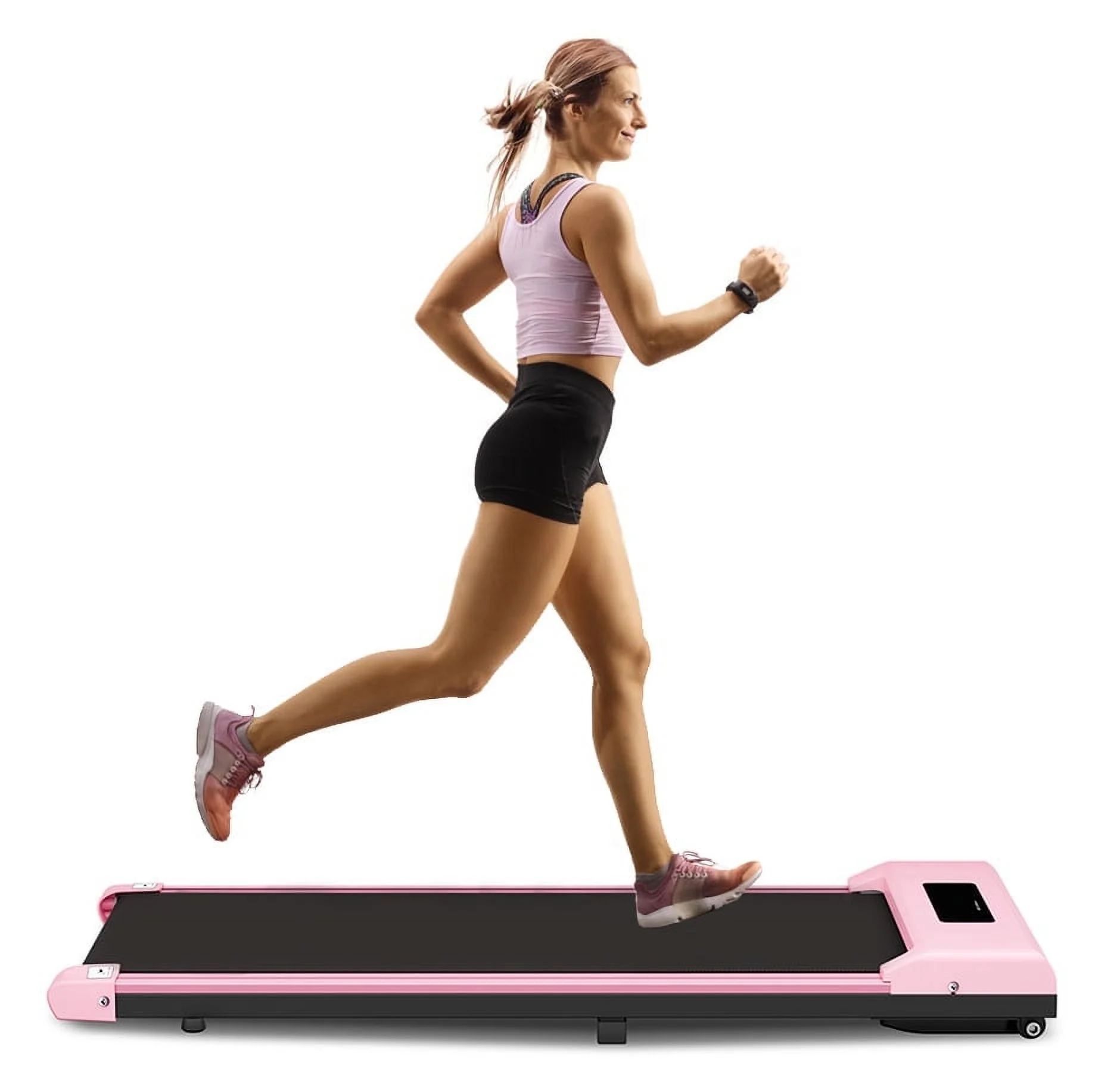 Bigzzia Walking Pad Under Desk Treadmill, Pink – Portable, Silent Motor, LCD Display, Remote Control, 265 lbs Capacity, No Installation Needed