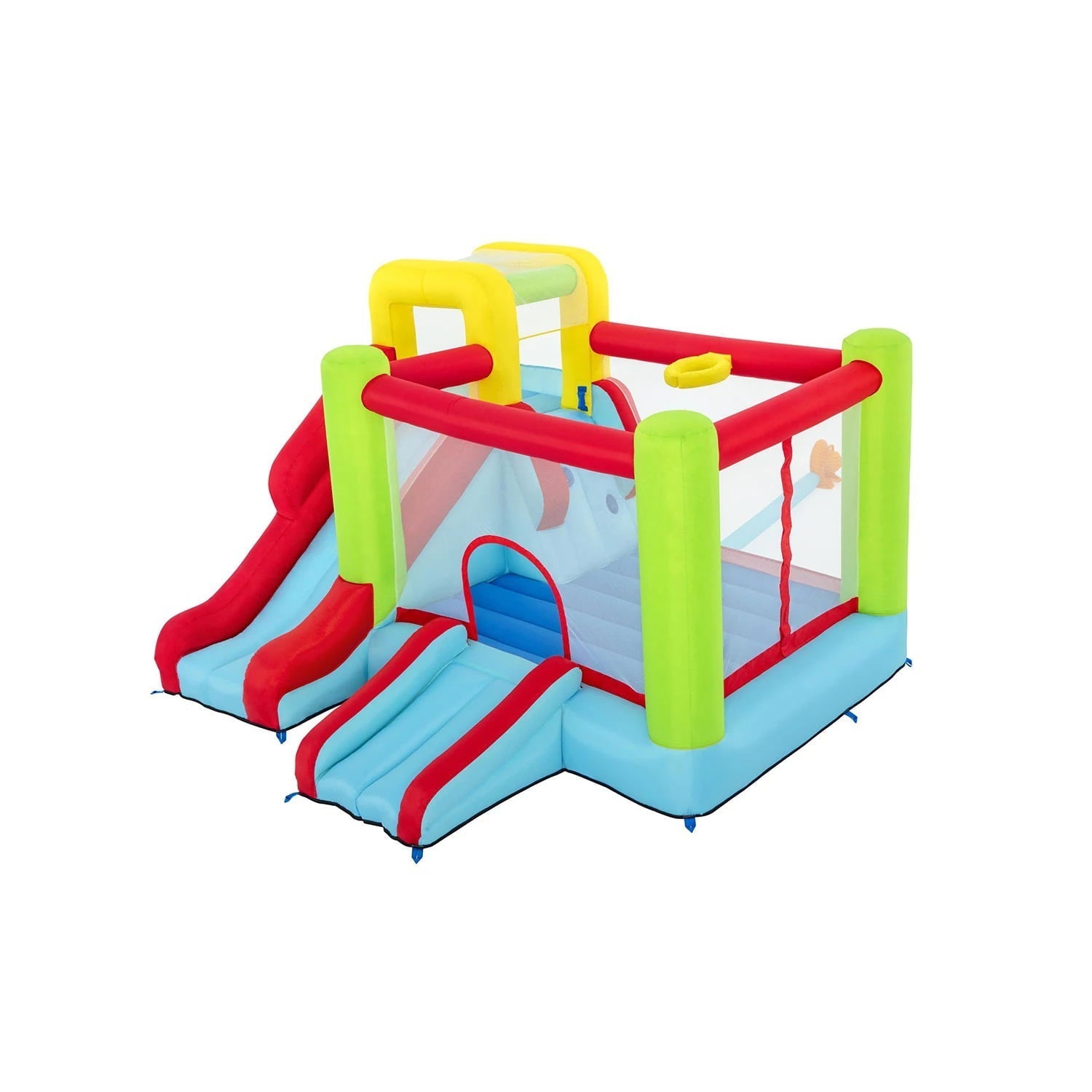 Up, In and Over Wonder Hoops 10′ Inflatable Bounce House Park with Basketball and Slide. 126