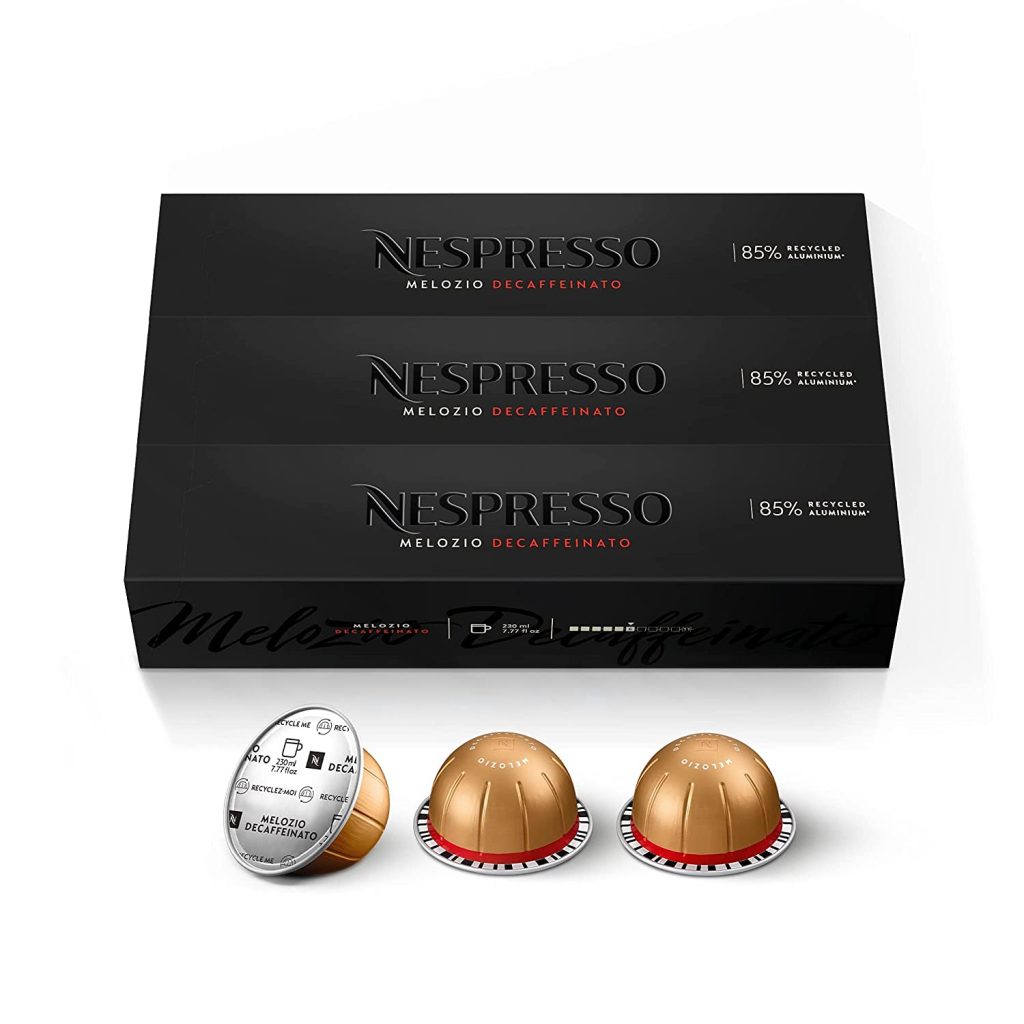Nespresso Vertuo Melozio Decaffeinato Medium Roast Coffee Capsules, 30 Count, Compatible with Vertuo Machines
